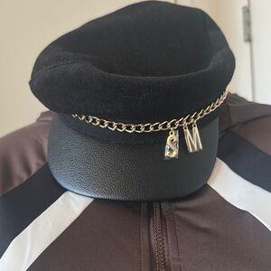 Black Chain-Embellished Cap
